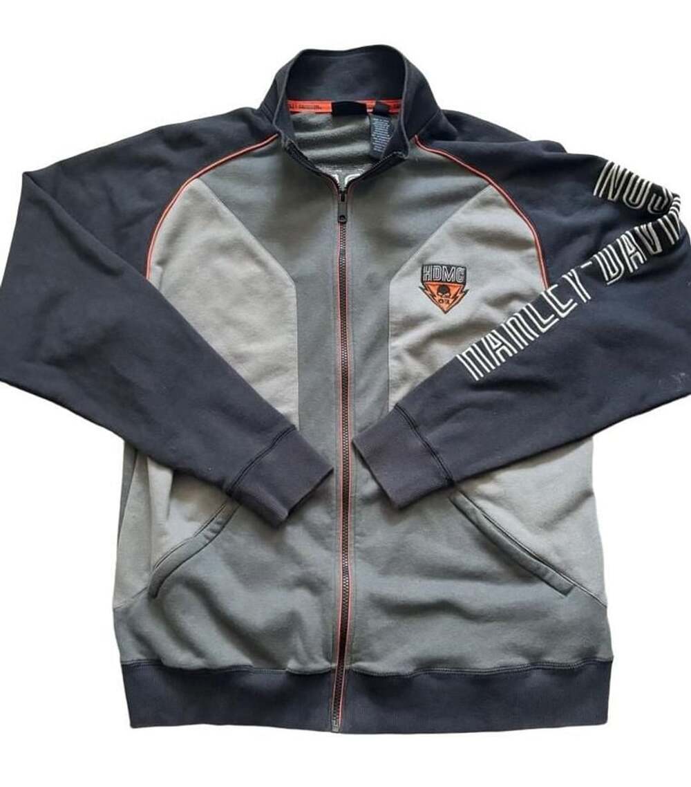 Harley-Davidson Zip Up Jacket Size L Gray Black HDMC